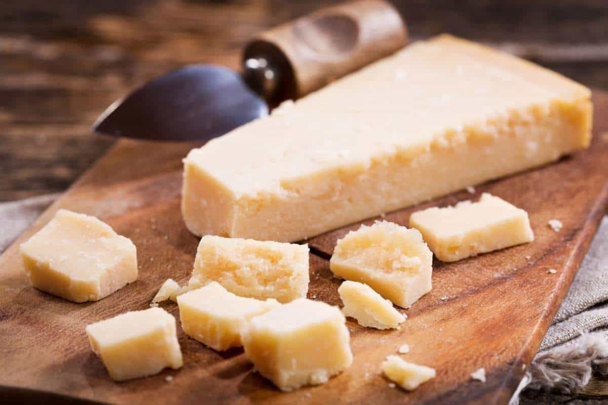 Italian Parmesan Cheese on a cutting board
