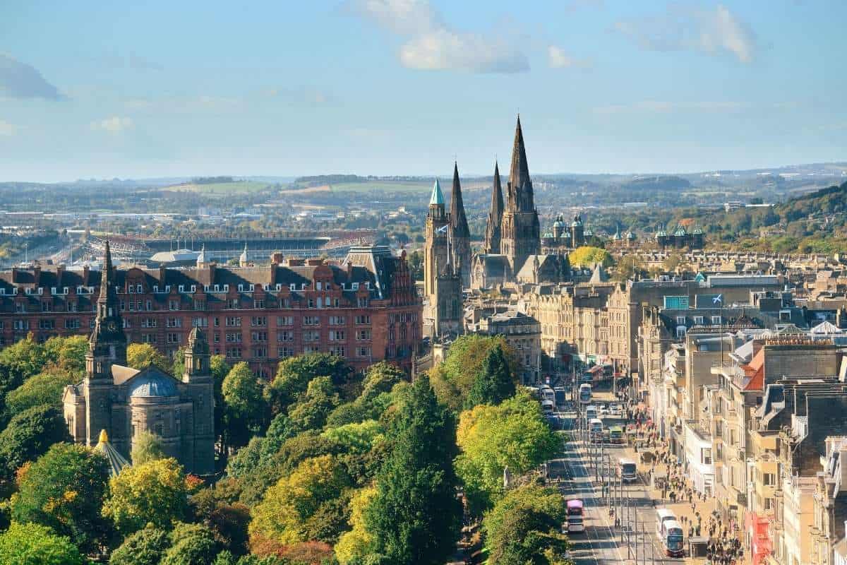 An aerial view of Edinburgh