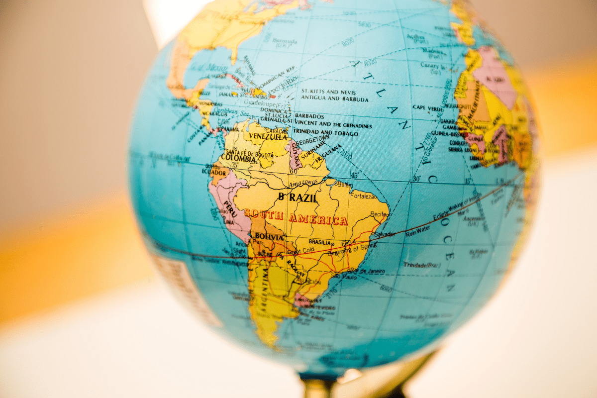 Globe Focused On South America 