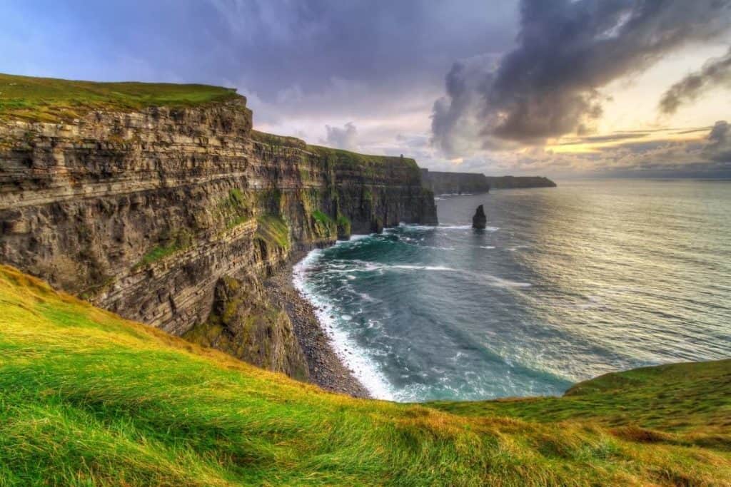 Sun down view of the Cliffs of Moher in County Clare, Ireland