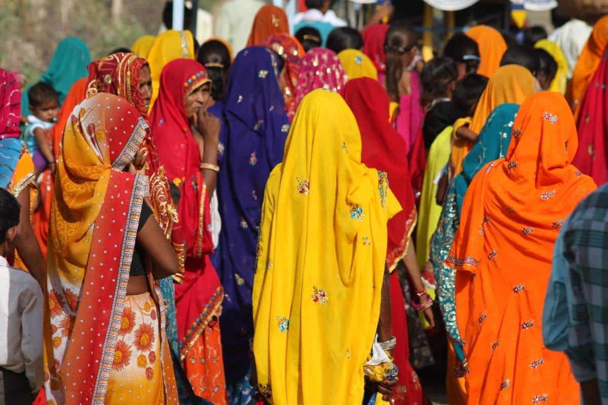 Indian women wearing colorful sarees