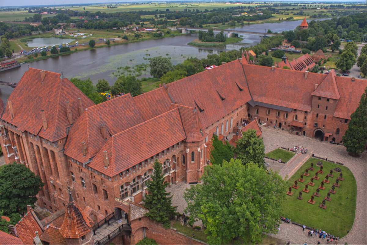 An aerial view of Malbork Castle, Poland - a famous castle of the world