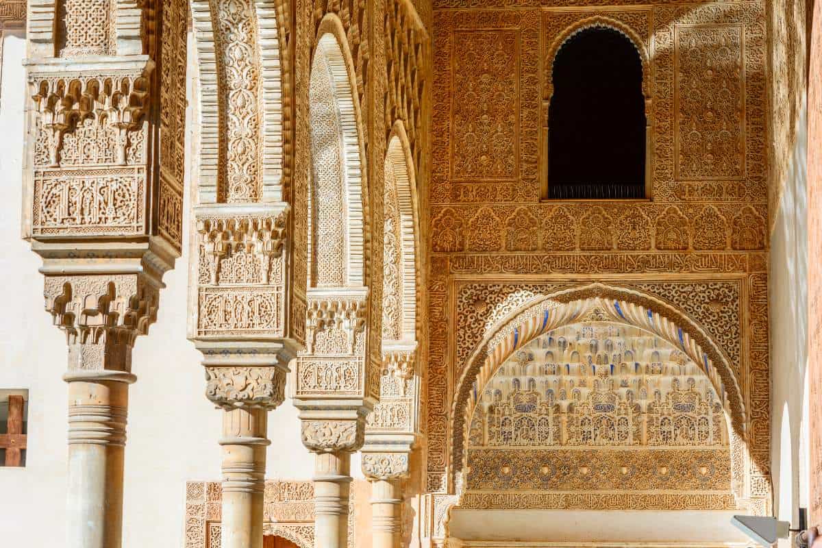 Details on the palace of the Alhambra from Granada, Spain