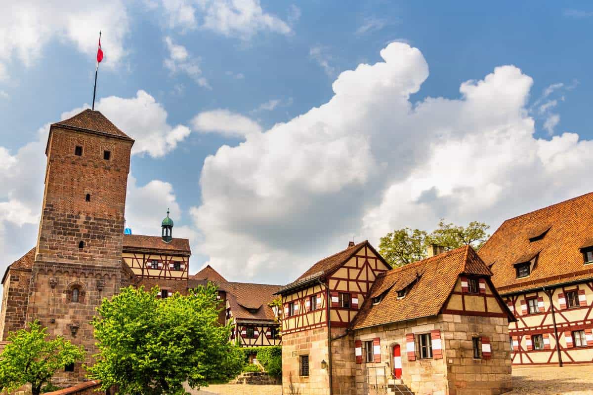 Exterior architecture of Nuremberg Castle in Bavaria, Germany