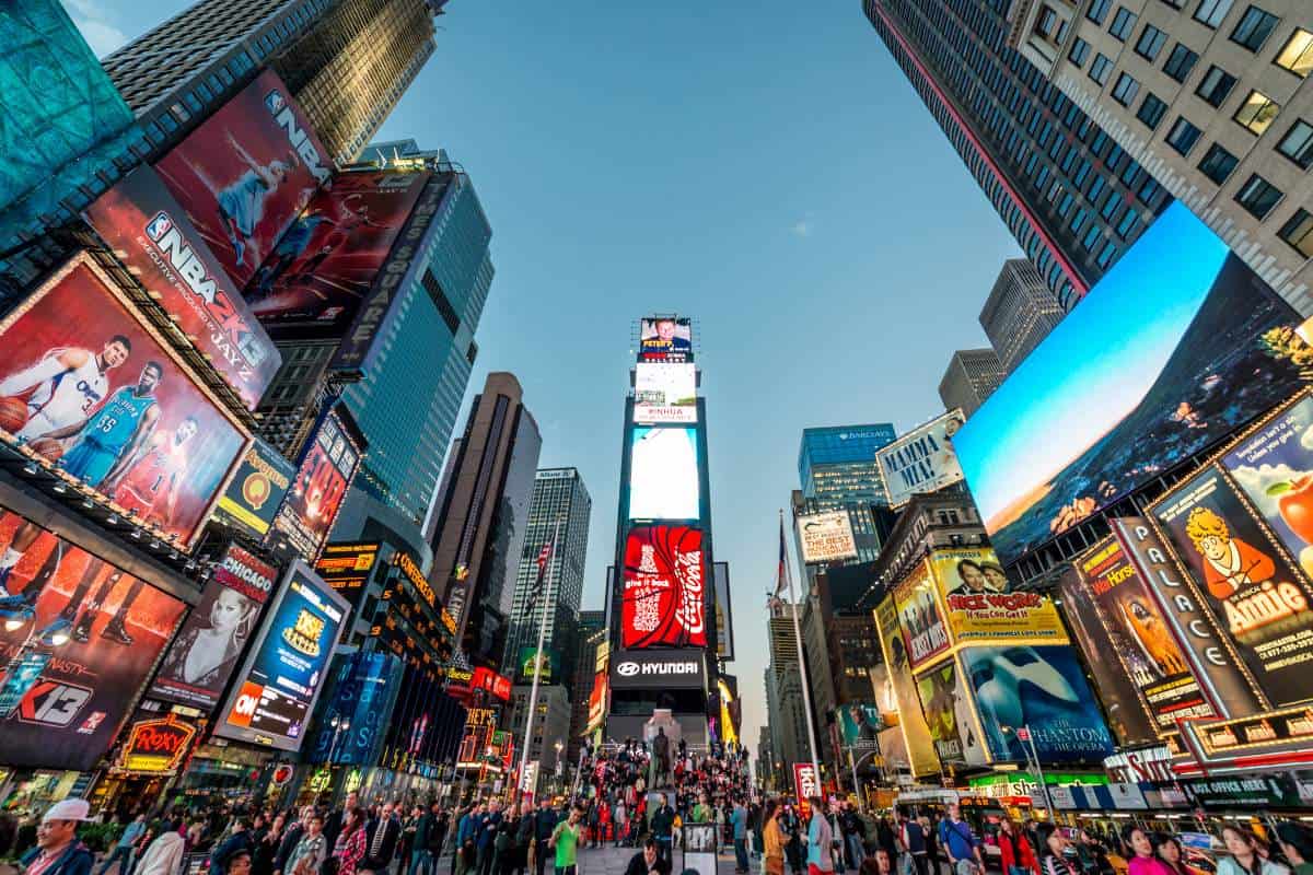 Fisheye view of Times Square in New York City