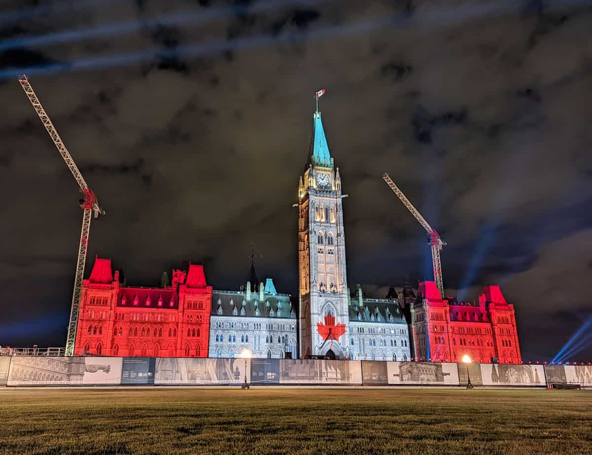 Parliament Hill in downtown Ottawa.